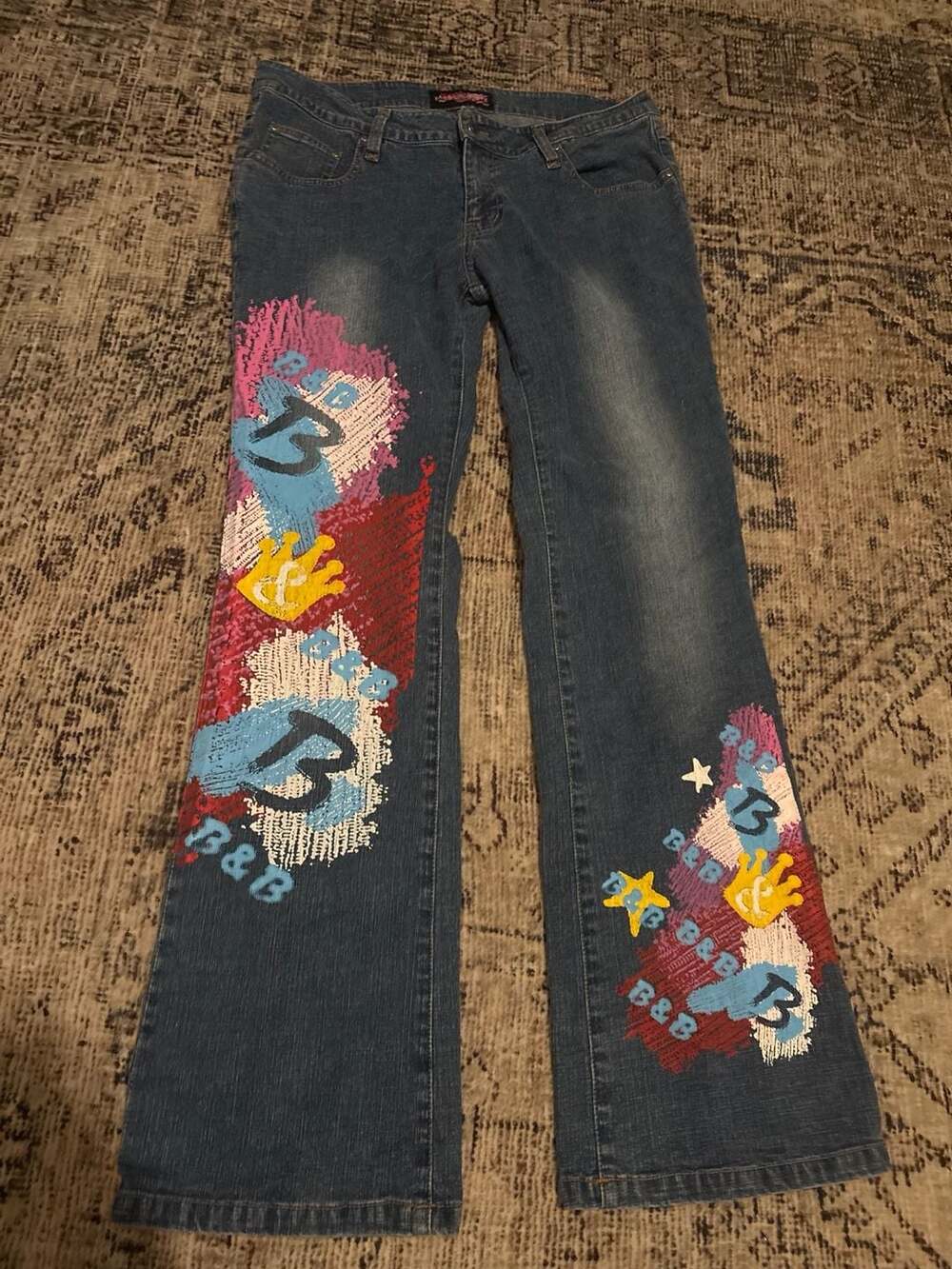 Babe Score B Artistic Hand-Painted Jeans